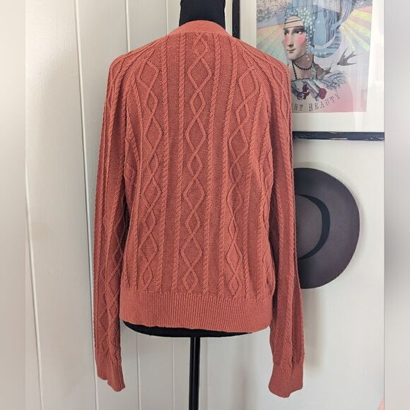 Joie Cable Knit Cardigan Preppy Academia Countryside Coastal Lagenlook Granny M - Picture 6 of 9